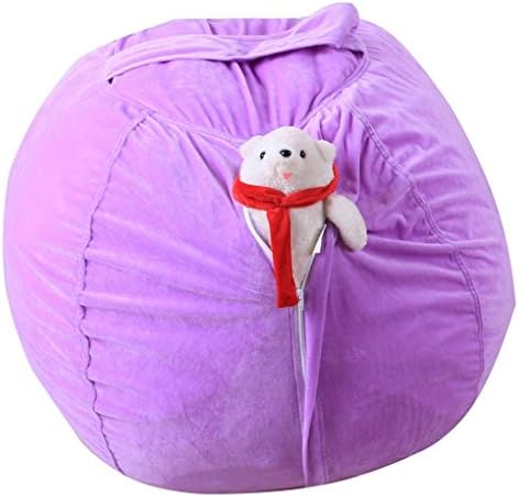 Large Bean Bag,Saihui Kids Gaming Chair Stuffed Animal Plush Toy Storage Soft Pouch Stripe Fabric Chair(E) (Purple)