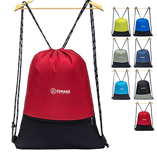 ZOMAKE Cordón Mochila Bolsa Sackpack Impermeable Deporte Gimnasio Saco Bolsas de Cuerdas Gymsack Backpack para Hombre y Mujer(Rojo)
