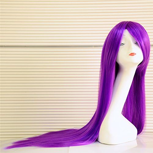 Anterrier 26" Long corlorful straight Hair with Bang Anime Costume Wigs Cosplay Fiber Hair 100cm Colorful (Purple)