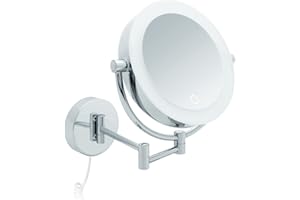 ‎LIBARO Libaro Kosmetikspiegel XXL Tokio LED Vergrößerungsspiegel Wandmontage Dimmerfunktion mit weißem Kabel Auto Off (5X / 10x)