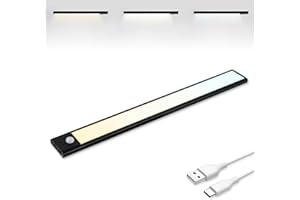 Brendz Unterbauleuchte Küche LED, USB-C Wiederaufladbare LED Lichtleiste Küche, 3 Farbtemperaturen, Dimmbare Schrankbeleuchtung, Magnetisches Schranklicht mit Bewegungsmelder, 40cm, Schwarz