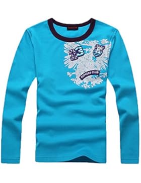 KID1234 Jungen-Langarm-Rundhals-Druck-Baumwoll-T-Shirt