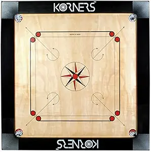 KORNERS Combo of Club Size Carrom Board with Coins, Striker & Powder (35 Inches))
