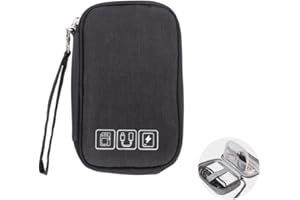CRSUSUKJ Bolsa Cables de Viaje Organizador Accesorios para Tableta,Bolsa organizadora de Accesorios electrónicos,Organizador Cables Viaje, Bolsa Universal Pequeño para Cables (Negro)