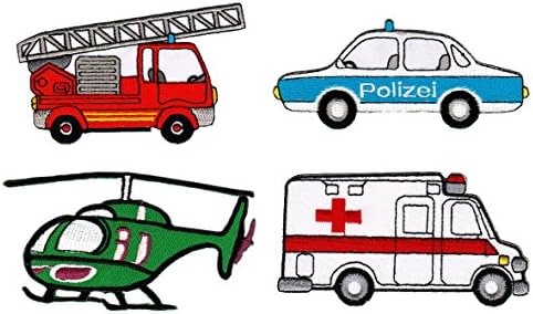 Emergency Service Vehicle Sew-On / Iron-On Patch, Pack of 4