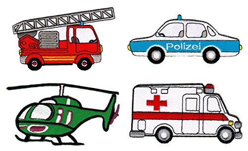 Emergency Service Vehicle Sew-On / Iron-On Patch, Pack of 4