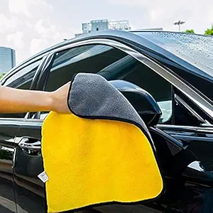 BKN Universal Car Wash Cleaning Drying Car Window Towel Double Side Premium Microfiber for Multipurpose Drying Car Window, Glass, Velvet, Interior, Dust (1pcs, Multicolour)