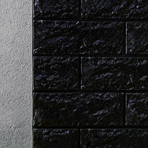 3D Brick Pattern Wall Stickers Peel and Stick Kitchen Backsplash Wall Sticker Faux Ceramic Tile Design 27.5"30.3" 1pcs (black)