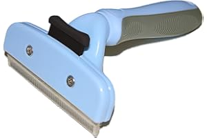 CUESVAP Hundebürste Unterwolle, Professionelle Katzenbürste Entfernt Einfach Abgestorbene Haare, Edelstahl Unterfellbürste für KurzHaar und LangHaar, Hunde und Katzen blau