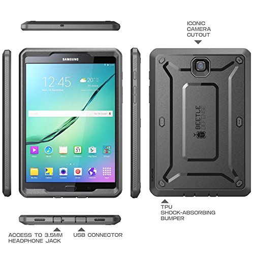Galaxy Tab S2 9.7 Case, SUPCASE [Heavy Duty] Case for Samsung Galaxy Tab S2 9.7 Tablet [Unicorn Beetle PRO Series] Fullbody Rugged Hybrid Protective Cover w/ Builtin Screen Protector Bumper (Black/Black)