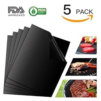 Bbq Grillmatte 5er Set Zum Grillen Und Backen Non Stick Fr Bis 300c Extra Gro Und Langlebig 03 Mm Dick 40x33 Cm Ideal Fr Gas Kohle E Grill Und Backofen Geeignet Etc Lfgb Und Fda Zulassung
