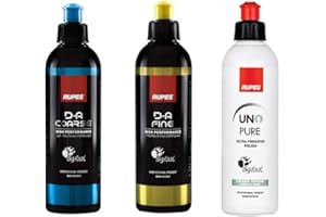 CAR-ZONE RUPES DA Coarse + Rupes DA Fine Pasta Lucidante + Rupes UNO Pure (3 x 250 ml) Sistema di lucidatura a 3 fasi
