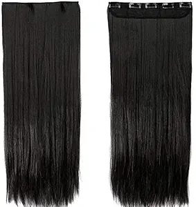 Fully 5 Clips Synthetic Hair Extension for Girls and Women (Black)
