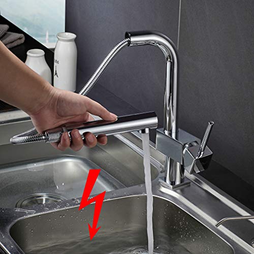 Preisvergleich Produktbild Auralum Niederdruck Küchenarmatur Herausziehbar Spültischarmatur Küche Wasserhahn Niederdruck Waschtischarmatur Mischbatterie für Küche Einhandmischer Amatur