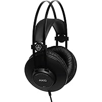 AKG K52 Geschlossener Hochleistungs-Monitoring-Studiokopfhörer, kabelgebunden, leichtes Design, 3,5-mm- und 1/4-Zoll-Adapter,