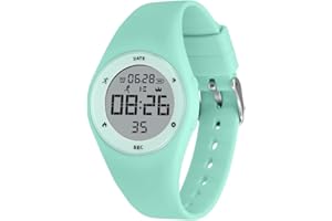 aswan watch Reloj Digital para niñas y niños con Podómetro,Distancia y Calorías sin APPs ni Móvil,cronómetro, Calendario, Despertador y luz-Reloj Infantil Deportivo con Correa de Silicona