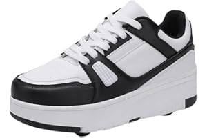 Hixingo Scarpe con Rotelle per Ragazzi Ragazze, Bambino 2 in 1 Scarpe da Skateboard Sneakers Sportive con Ruote Tinta Unita Scarpe Ginnastica Pattini a Rotelle