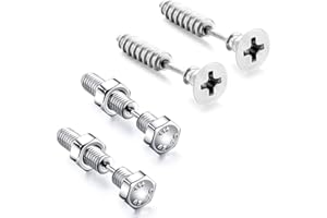 DIFLAX 2 Paia Orecchini Da Uomo Donna In Acciaio Inossidabile Vite Filettata Forma Rastremazione Ear Plug Earrings Gioielli per Donna e Uomo Piercing All'orecchio Piercing Alla Cartilagine (Argento)