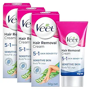 Veet Hair Removal Cream for Sensitive Skin, 50gm, Pack of 3