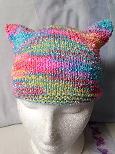 Rainbow Colour Beanie Hat with Ears
