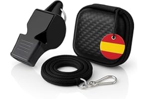 MY WAVE DZ Silbato Profesional de plastico Duro – Sin Bola, Sonido Potente 120 dB, Boquilla Antideslizante, Funda Rígida y Cordón | Compatible Fox 40 (Negro)