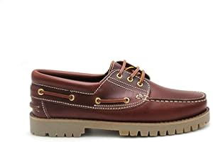VALDEGAMA - Zapato náutico clásico de Piel auténtica, Suela de Goma,Cierre de Cordones,tacón bajo, para: Hombre