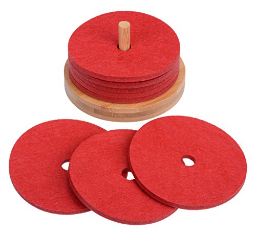 8 Glasuntersetzer mit Halter rot