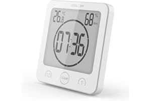 FXXSWEY Suhey LCD Reloj de Ducha Digital, Reloj de baño Reloj de Ducha Impermeable Reloj Temporizador Temperatura Humedad Pared Ducha Reloj Reloj Temporizador de Cocina (Blanca)
