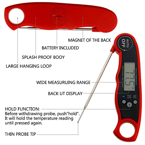 Philonext digitales Fleisch-Thermometer mit LED Hintergrundbeleuchtung für Fleisch Kochen Essen BBQ Küche Grill Wasser Süßigkeiten Zucker - 2
