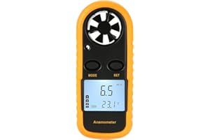 KKnoon Digital Anemometer Wind Speed Air Velocity Temperature Measuring with Backlight - Yellow
