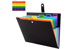 VOMKELA Fächermappe A4,Mappe Mit 7 Fächern,Dokumentenmappe A4 Mit Etiketten, Ordnungsmappe Mappen Ordnersystem, Document Organizer Für Zuhause, Büro, Schule Und Auf Reisen