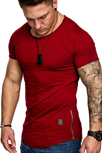 Amaci&Sons Oversize Herren Vintage T-Shirt Zipper Crew Neck Rundhals Basic Shirt 6004 Bordeaux S Amaci&Sons Oversize Herren Vintage T-Shirt Zipper Crew Neck Rundhals Basic Shirt 6004 Bordeaux S