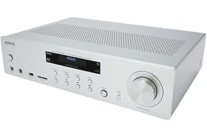 Aiwa AMU-120BT/SL: Amplificador, Receptor AV, con Bluetooth 5.0, 120W, Puerto USB, Lector Tarjeta SD. Color: Plata