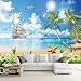 Produktbild Wandbilder Tapete 3D Meer Landschaft Strand Foto Wandtuch Wohnzimmer Schlafzimmer Hintergrund Wandverkleidung Papel De Parede200X140Cm (78,74X55,12 In)