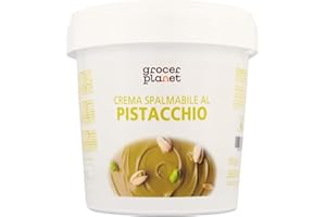 Grocer Planet - Crema de Pistacho (1Kg) | Con 45% Pistachos Mediterráneos | Sabor Dulce | Comida Italiana Gourmet | Ideal para Desayunos y Postres