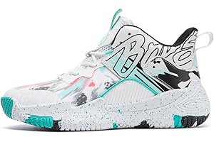 Xuanke Mens Sport and Outdoor Shoes Men's Basketball Shoes Womens high top Trainers Unisex Comfortable Breathable Fashion Running Training Shoes Non-Slip Fluorescent Upper