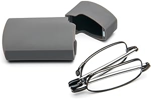 MMOWW Anti-blue Gafas de Lectura Plegables Para Hombres y Mujeres con Varillas Telescópicas con Estuche Portátil (Gris, 2.0)