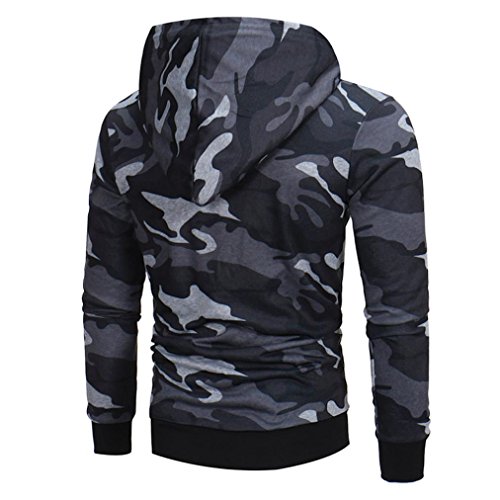 Herren Kapuzenpullover, GJKK Herren Langarm Camouflage Kapuzenpullover Sweatshirt Hoodie Tops Sweats Pulli Herren (Grau, L)