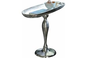 Loberon Beistelltisch Stonebrook, Handgegossen, Einzigartige Geschwungene Form, Elegantes Finish, Ablagetisch, Beistellmöbel, Aluminiumguss, Silber