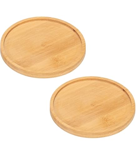 Secret de Gourmet pannen onderzetter - 2x - rond - bruin - D18 cm - van bamboe