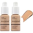 nvyue 2 Pack PHOERA Foundation 104 Buff Beige Makeup,Full Coverage Foundation for Women and Girls