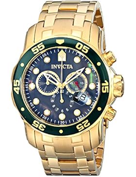 INVICTA HERREN 48MM GOLD ËDELSTAHL ARMBAND & GEHÄUSE DATUM UHR 80074