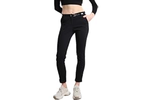 CRAZY GIRL Pantaloni Donna Eleganti Classici Elasticizzati Chino Tinta Unita Vita Media con Tasche e Cintura