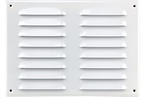 Steinberg14 White 260x190mm Metal Air Vent Cover with Insect Mesh - 10x7.5 inch Ventilation Grille - Rectangular Air Vents for Outdoor and Indoor - Air Vent Register for Walls and Ceilings