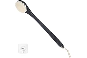ZARCKER Rückenbürste Dusche, Rückenbürste Zum Duschen Für Senioren, Duschbürste Rücken, Badebürste Mit Langem Stiel, Schwarz