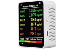 Weytoll 6 in 1 C02 Messgerät PM2.5 PM10 HCHO TVOC CO2 Multifunktionaler Luftqualitätsdetektor Kohlendioxid Formaldehyd Monitor LCD Großbildanzeige Home Office Hotel Desktop Luftqualitätstester