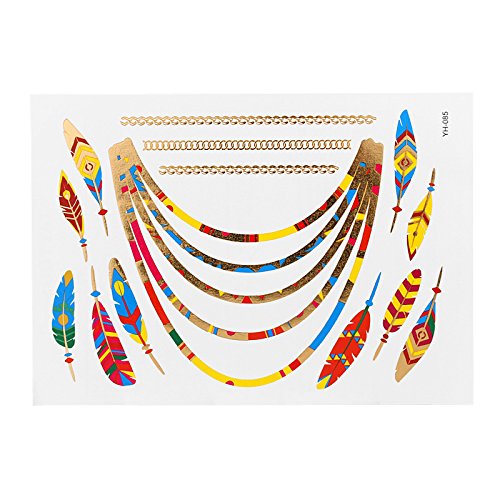 Hommii 10teile Tattoo Metallic Einmal Flash Klebe Temporary Gold Silber Henna Armband Kette Body - 5