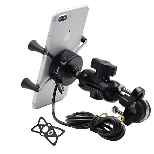 TR Turn Raise Aluminio Moto Soporte de Montaje con 2 1A Cargador USB Toma para Tel  fono M  vil DE 3 5 a 6 Pulgadas  GPS