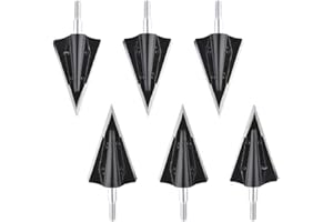 SHARROW 6 pièces Pointe de Flèche de Chasse 125 Grains Broadheads Tête de Flèche de Tir à l'arc 2 Lames Fixes Chasse Points pour Flèches de Carbone Flèches d'arbalète