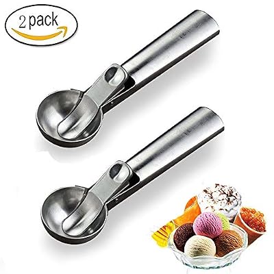 MAIYADUO Paquet DE 2 Cuillère à Glace Boules Cuillère à Crème Glacée en Acier Inoxydable pour des Cookies et Servir de la Glace, Sorbets, Les Boulettes en Tout Genre Viande